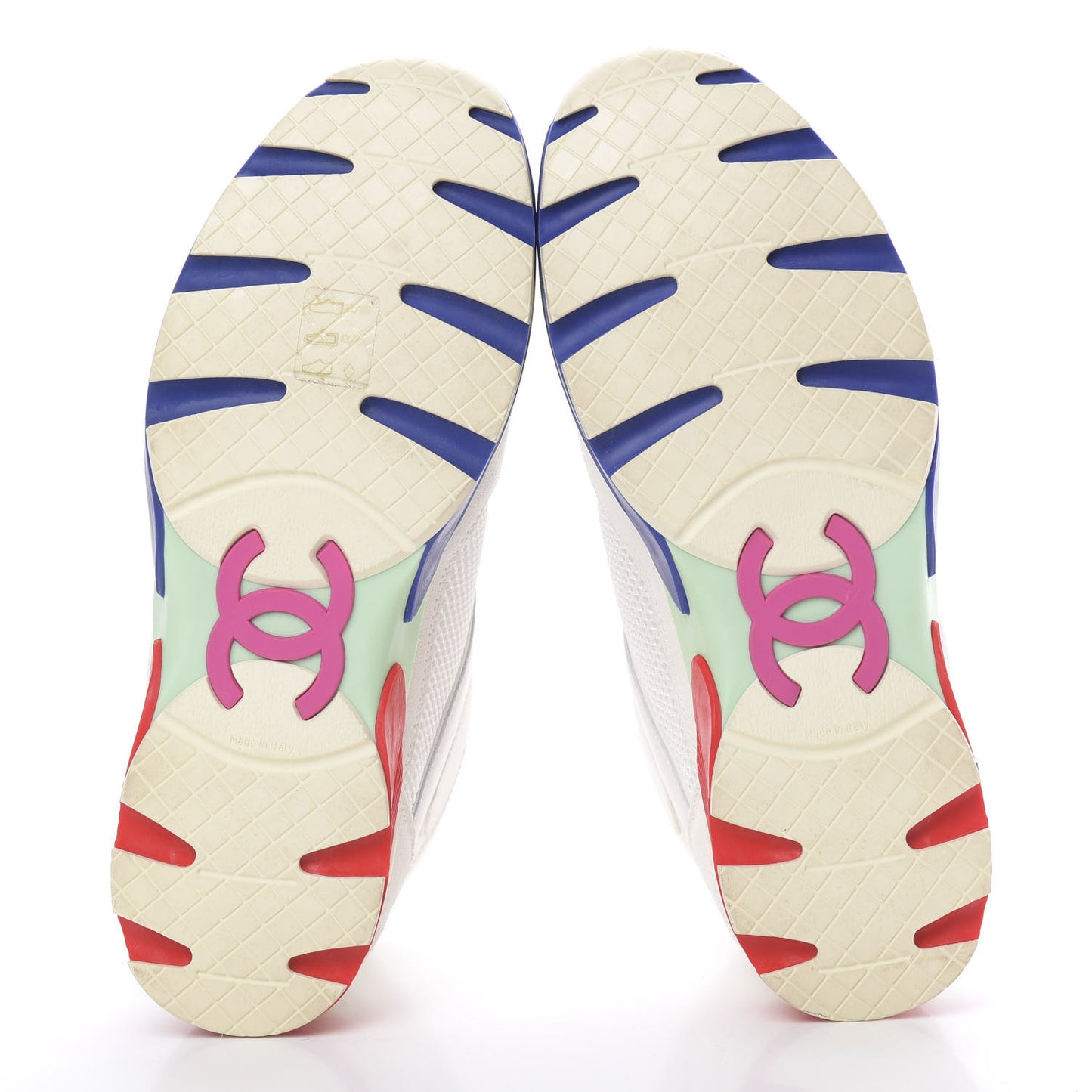 Suede Calfskin Neoprene High Top CC Sneakers 39 White Multicolor