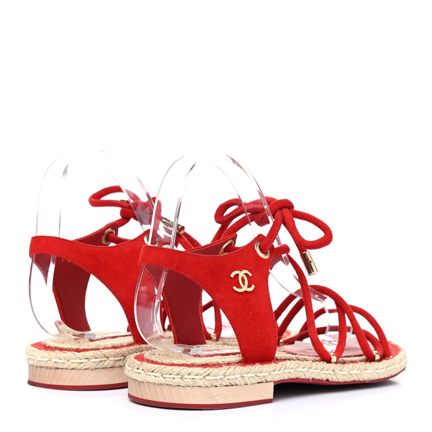 Suede Espadrille Sandals 38 Red