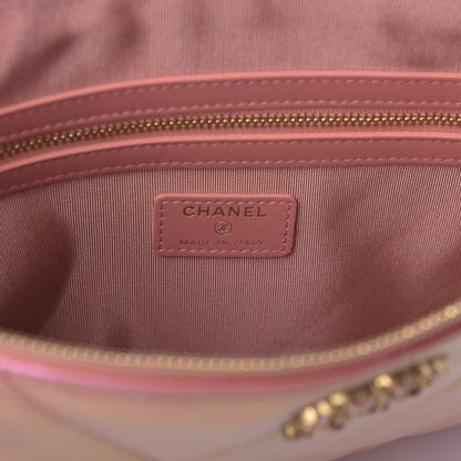 Chanel Iridescent Calfskin Quilted Large Chanel 19 Pouch Pink 8 of 10