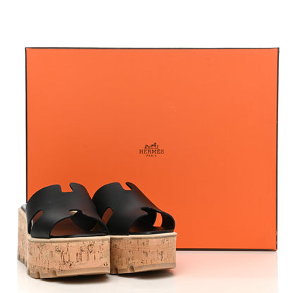 Hermes Calfskin Cork Eze 30 Sandals 35 Black 7 of 7