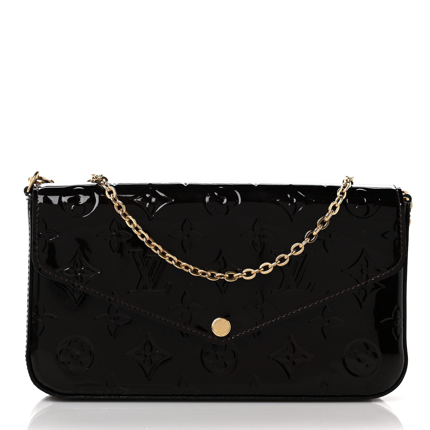 Louis Vuitton Vernis Pochette Felicie Chain Wallet Amarante 3 of 9