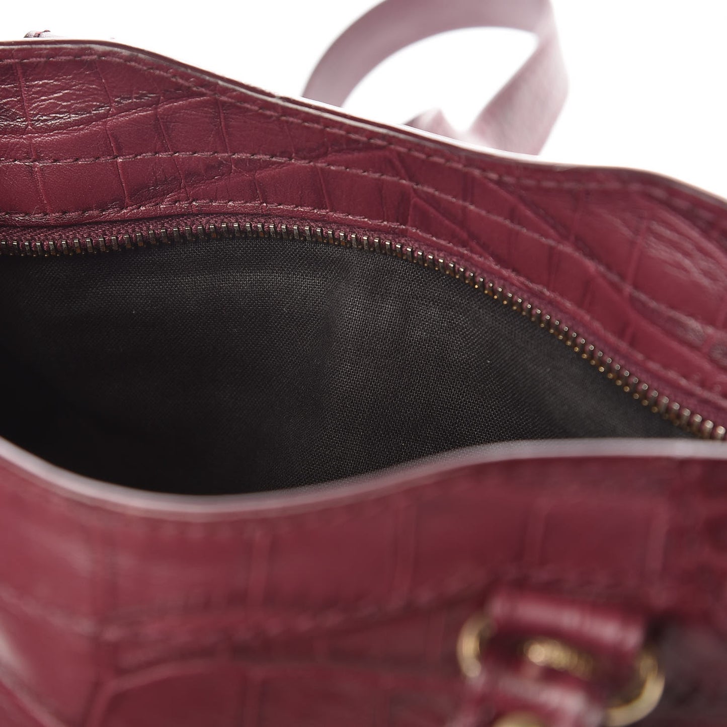 Calfskin Crocodile Embossed Giant 12 Gold Hardware Mini City Violet Prune