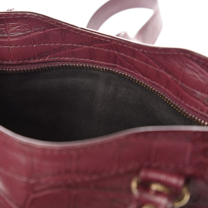 Balenciaga Calfskin Crocodile Embossed Giant 12 Gold Hardware Mini City Violet Prune 10 of 13