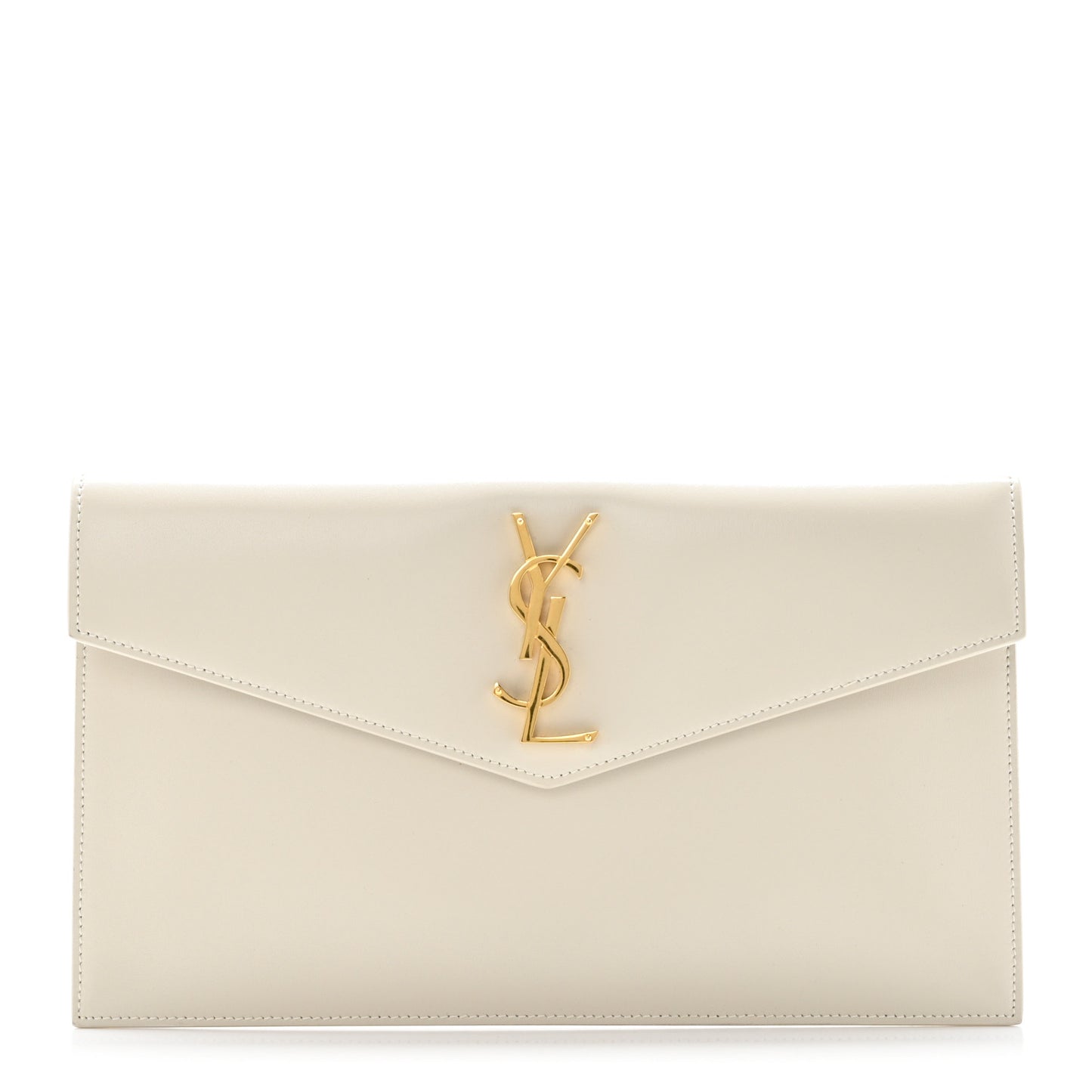 Smooth Shiny Calfskin Uptown Pouch Crema Soft