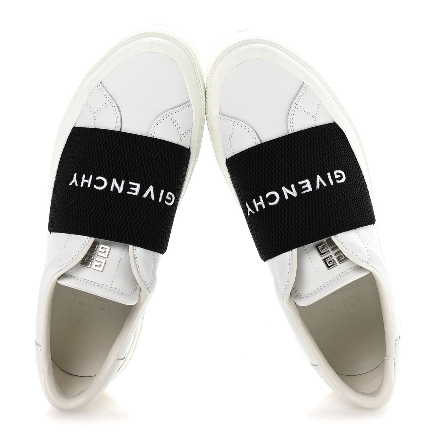 Givenchy Calfskin Band Logo Womens Urban Street Sneakers 37.5 White Black 2 of 9