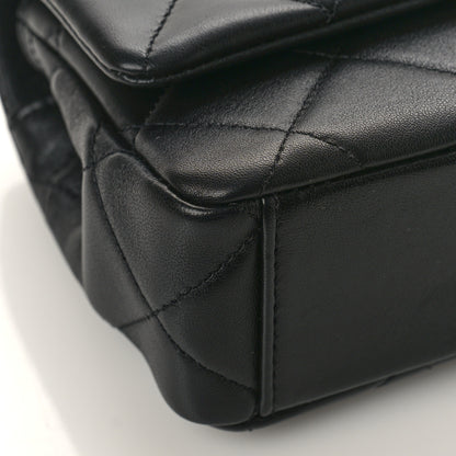 Chanel Lambskin Quilted Mini CC Crystal Logo Chain Flap Black 8 of 9
