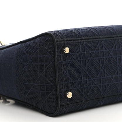 Christian Dior Canvas Embroidered Cannage Medium Lady D-Lite Navy 8 of 11