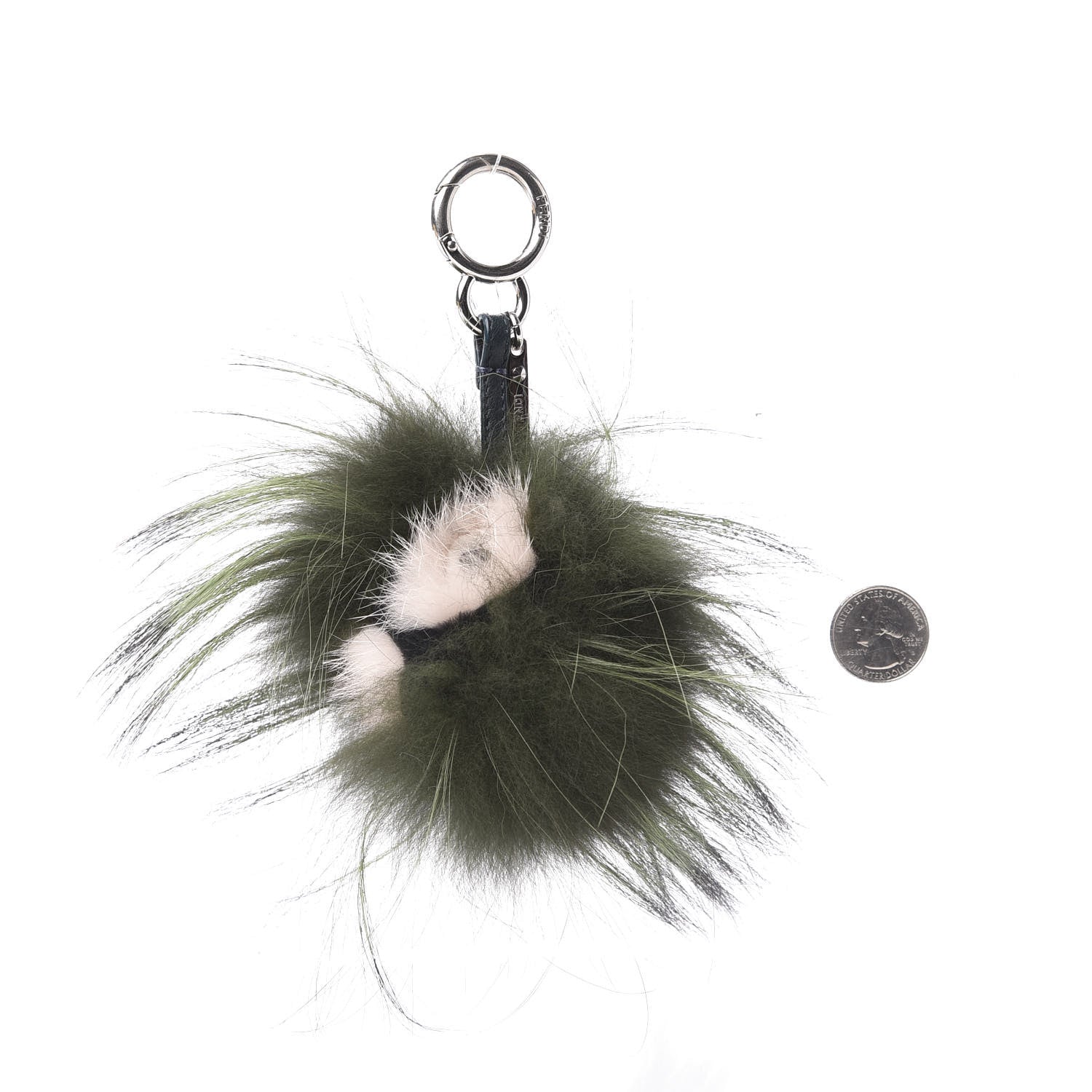 Fendi Rabbit Fox Mink Fur Monster Zesty Bag Bug Charm Green Black 2 of 5