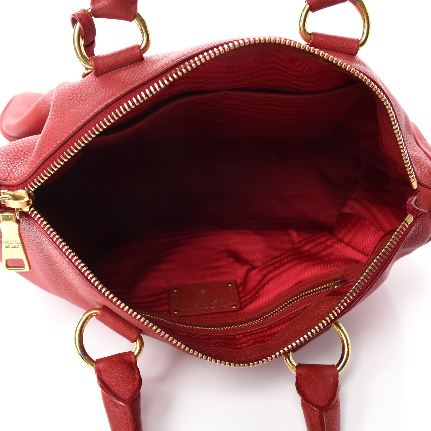 Prada Vitello Daino Top Handle Shoulder Bag Rosso 5 of 17