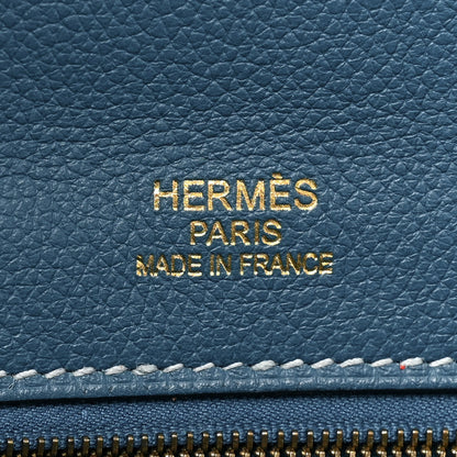 Hermes Veau Doblis Evergrain Grizzly Birkin 35 Bleu de Galice Ciel 6 of 13