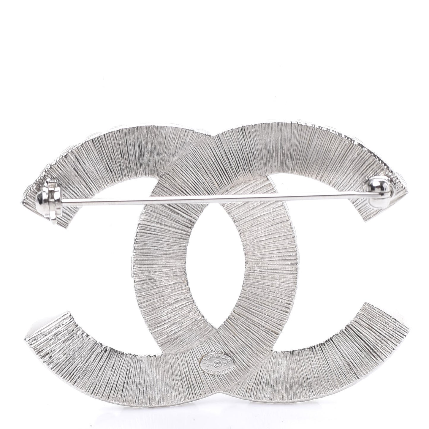 Baguette Crystal CC Brooch Silver