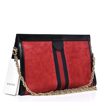 Gucci Suede Patent Web Medium Ophidia Chain Shoulder Bag Hibiscus Red Black 3 of 13