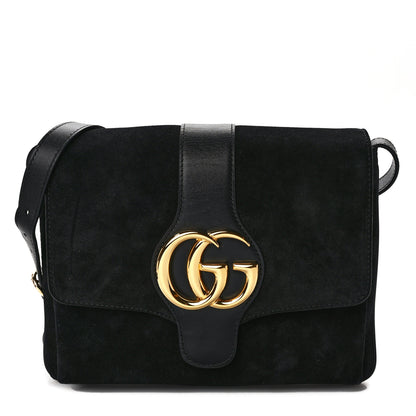 Gucci Suede Medium Arli Flap Shoulder Bag Black 1 of 13