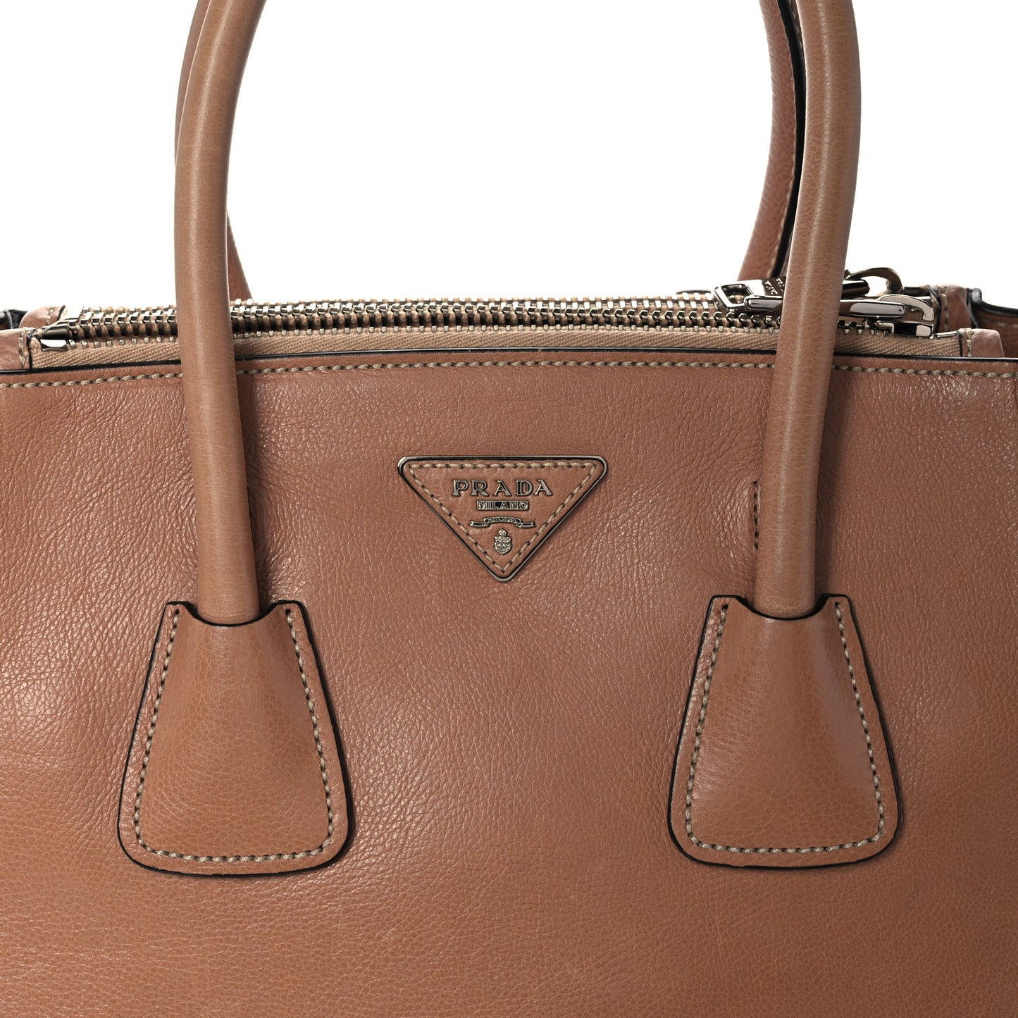 Glace Calf Twin Pocket Tote Caramel