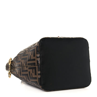 Fendi Vitello Grace F is Fendi Bi-Color FF 1974 Embossed Grande Mon Tresor Bucket Bag Maya Black Fragola 4 of 15
