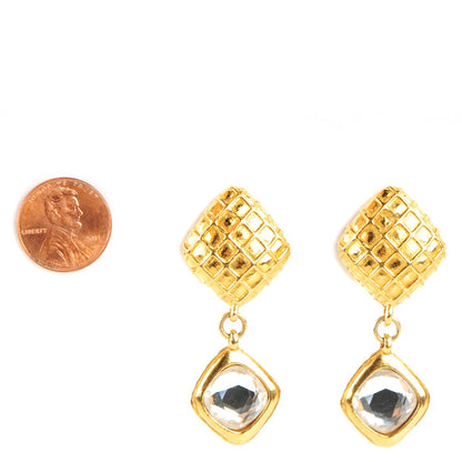Chanel Crystal CC Clip On Earrings Gold 2 of 4