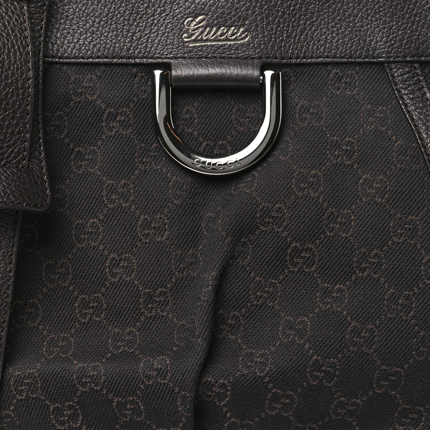 Gucci Denim Monogram Small D Silver Ring Messenger Brown 8 of 10