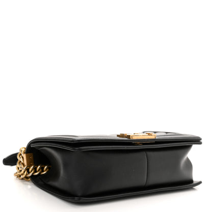 Chanel Calfskin Chevron Quilted Medium Boy Flap Black 4 of 12