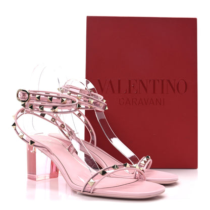 Valentino Garavani Nappa Rockstud PVC Ankle Strap Sandals 40.5 Rose Couture 8 of 8