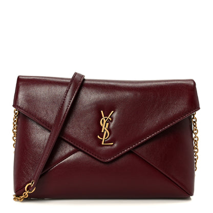 Saint Laurent Shiny Calfskin Small Cassandre Chain Pouch Dark Ruby 1 of 9
