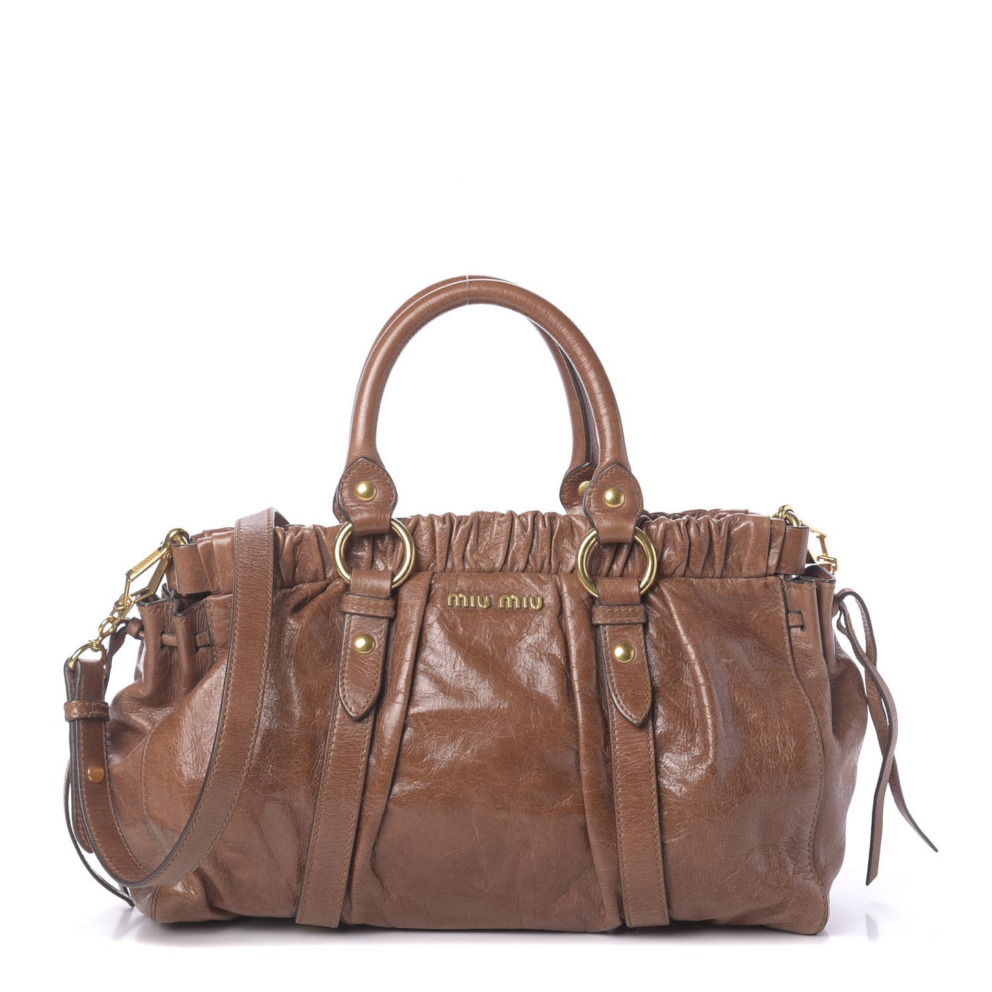 Vitello Lux Gathered Tote Palissandro