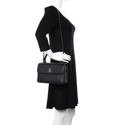 Chanel Calfskin Small Trendy CC Dual Handle Flap Bag Black 2 of 11
