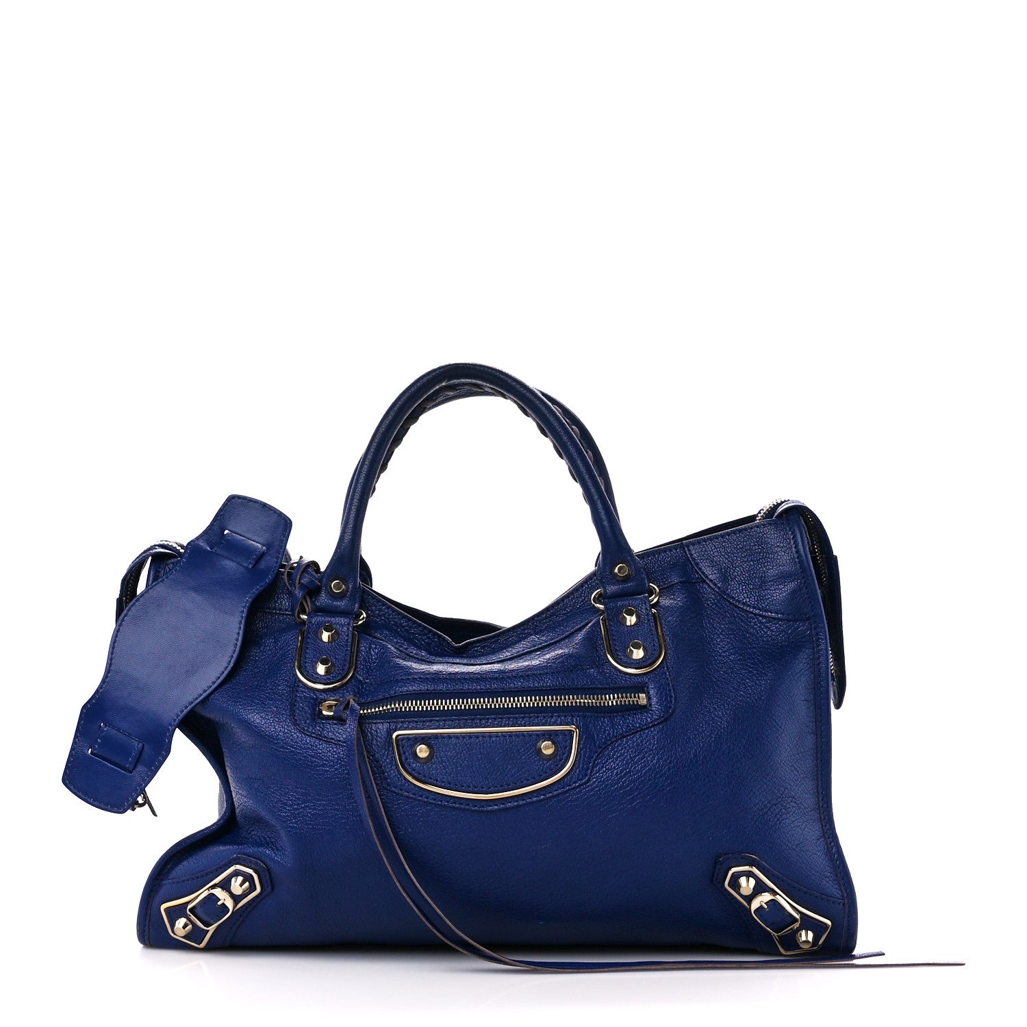 Balenciaga Chevre Hamilton Gold Metallic Edge Hardware City Bleu Roi 3 of 11