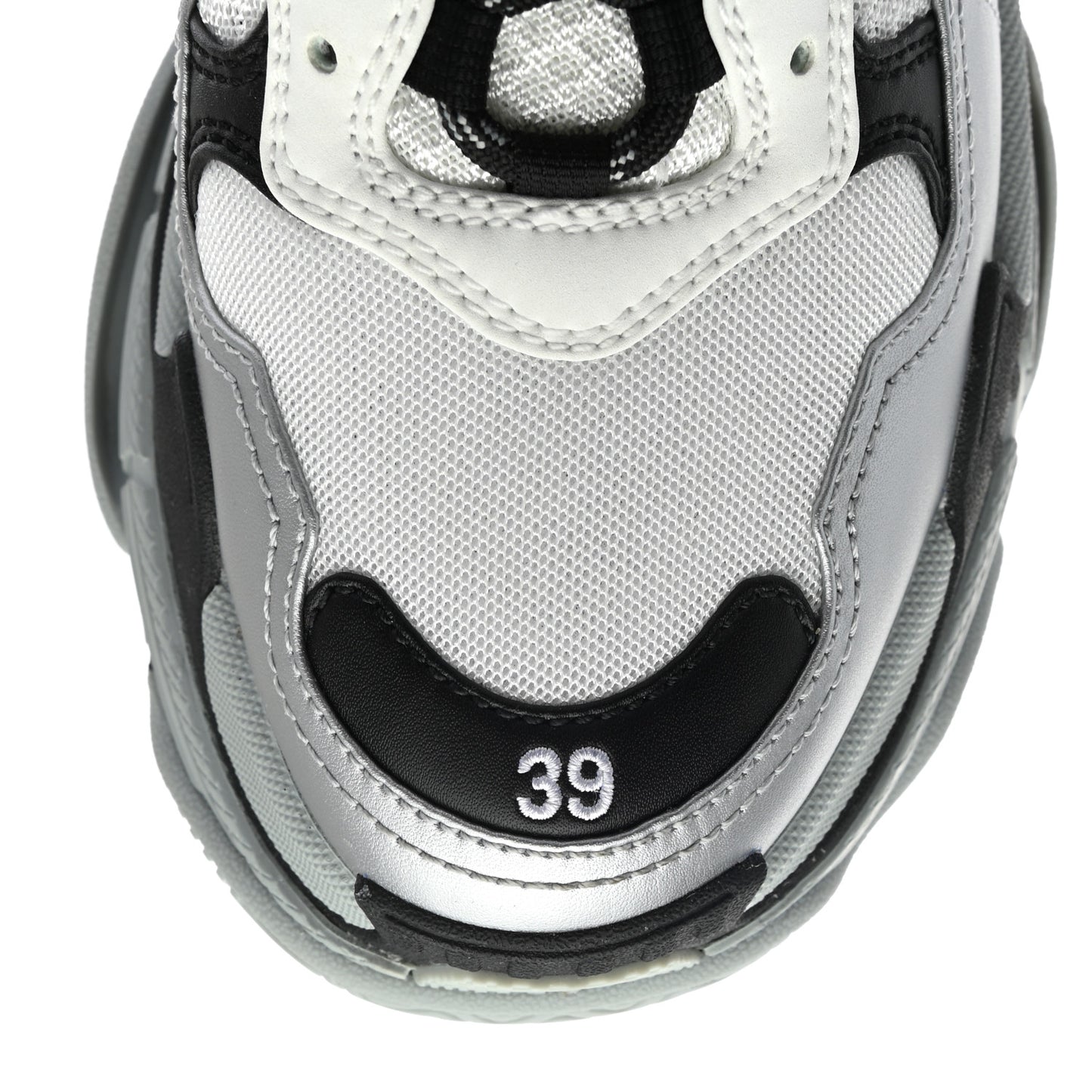 Metallic Fabric Mesh Womens Triple S Sneakers 39 Grey Dark Grey Black