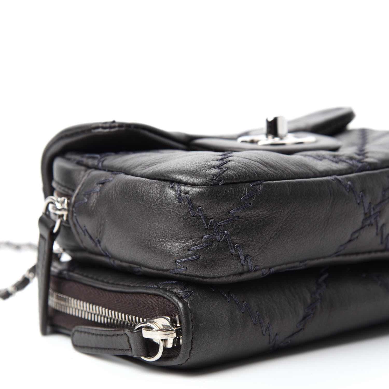 Chanel Metallic Lambskin Stitched New Mini Flap Grey 7 of 12