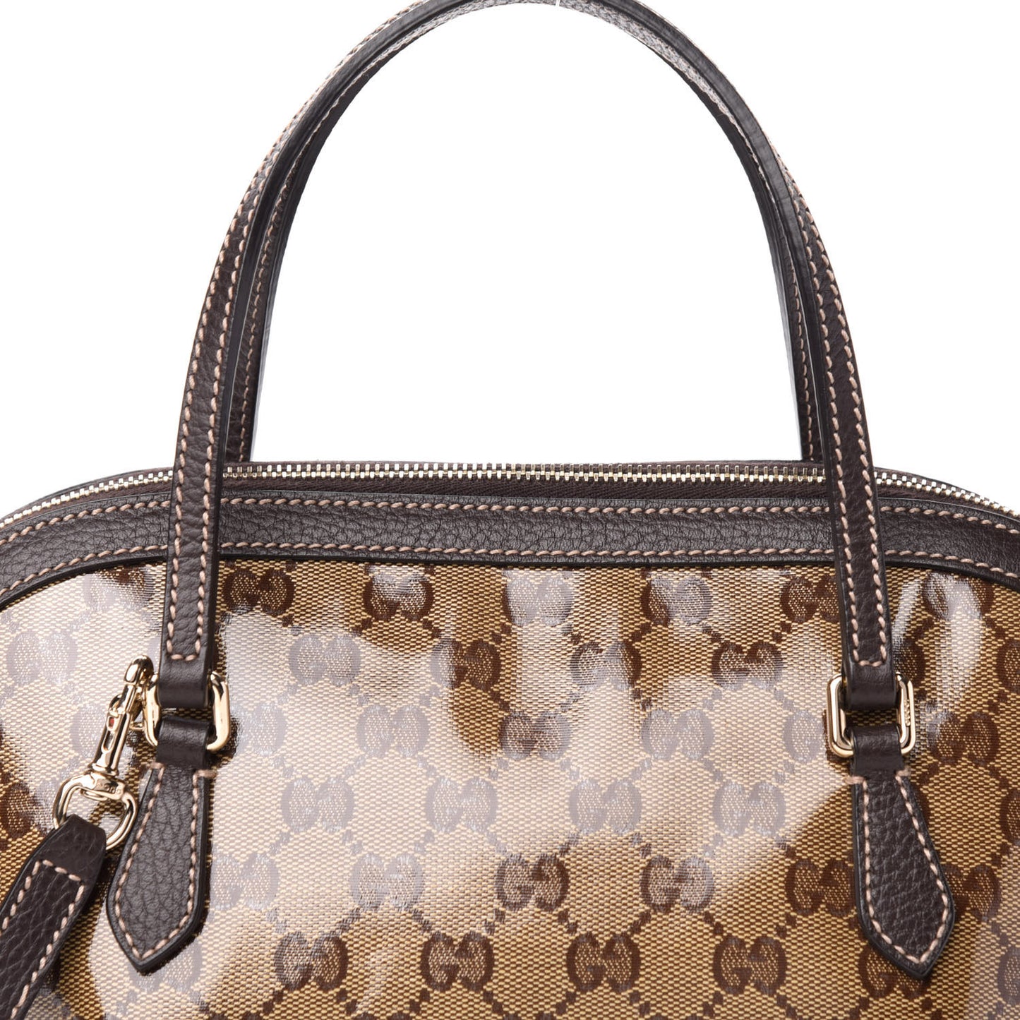 Crystal Monogram Medium Dome Bag Dark Brown