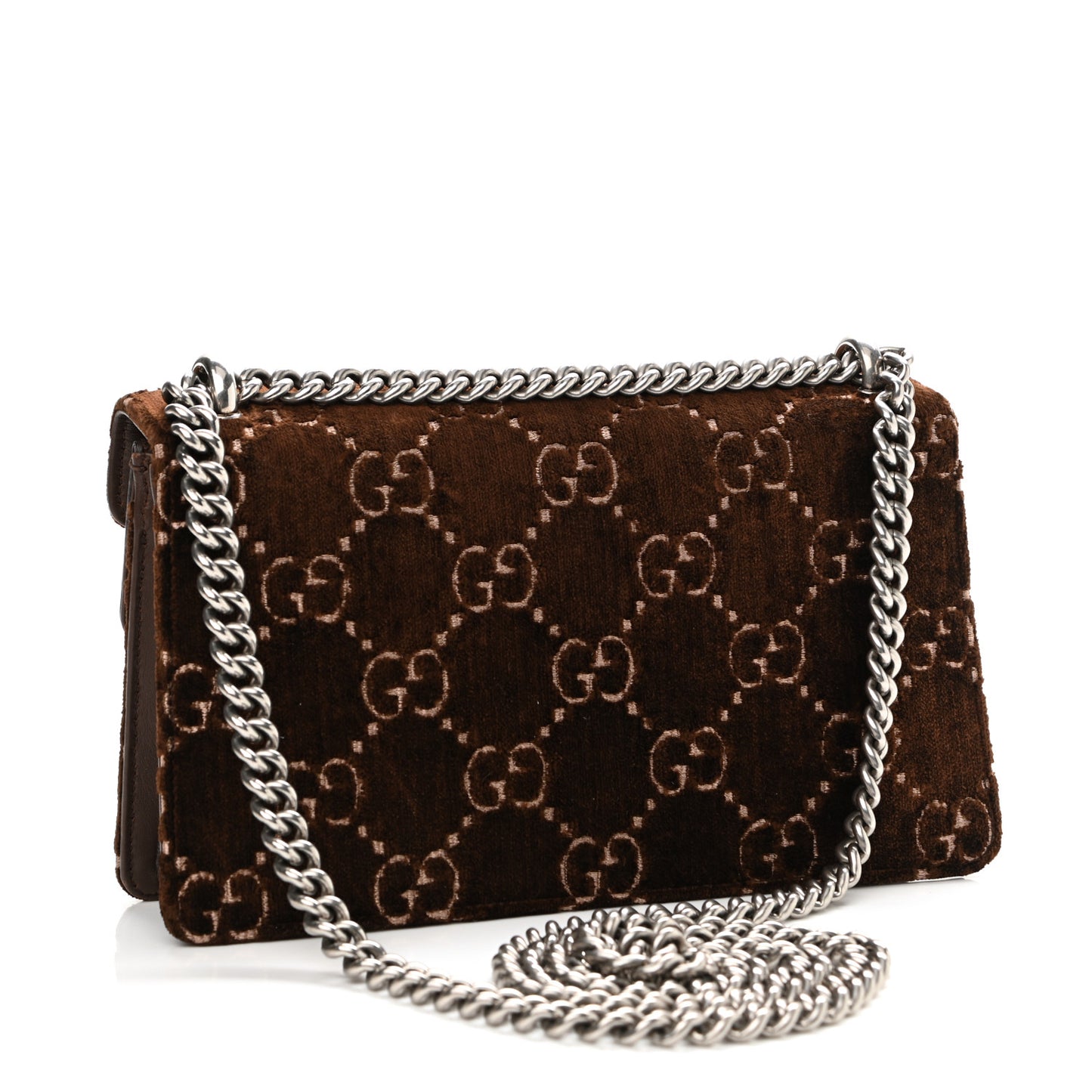 Velvet Moon Calfskin Crystal GG Monogram Small Dionysus Shoulder Bag Brown Vintage Cocoa Black Diamond