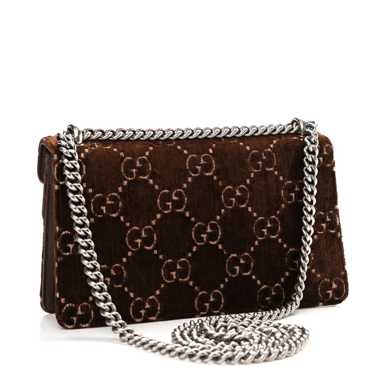 Gucci Velvet Moon Calfskin Crystal GG Monogram Small Dionysus Shoulder Bag Brown Vintage Cocoa Black Diamond 3 of 10