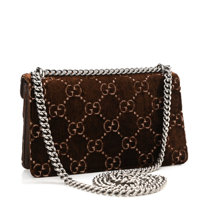 Gucci Velvet Moon Calfskin Crystal GG Monogram Small Dionysus Shoulder Bag Brown Vintage Cocoa Black Diamond 3 of 10