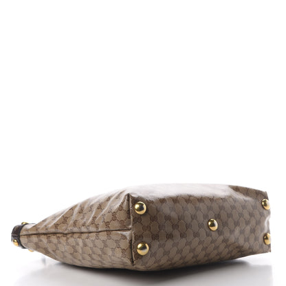 Gucci Crystal Monogram Large Babouska Vertical Shopping Tote Brown 3 of 15