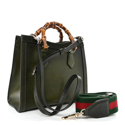 Gucci Textured Dollar Calfskin Web Small Diana Tote Bag Green Ombre 3 of 9