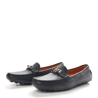 Hermes Epsom Womens Irving Loafer 37 Marine 3 of 10