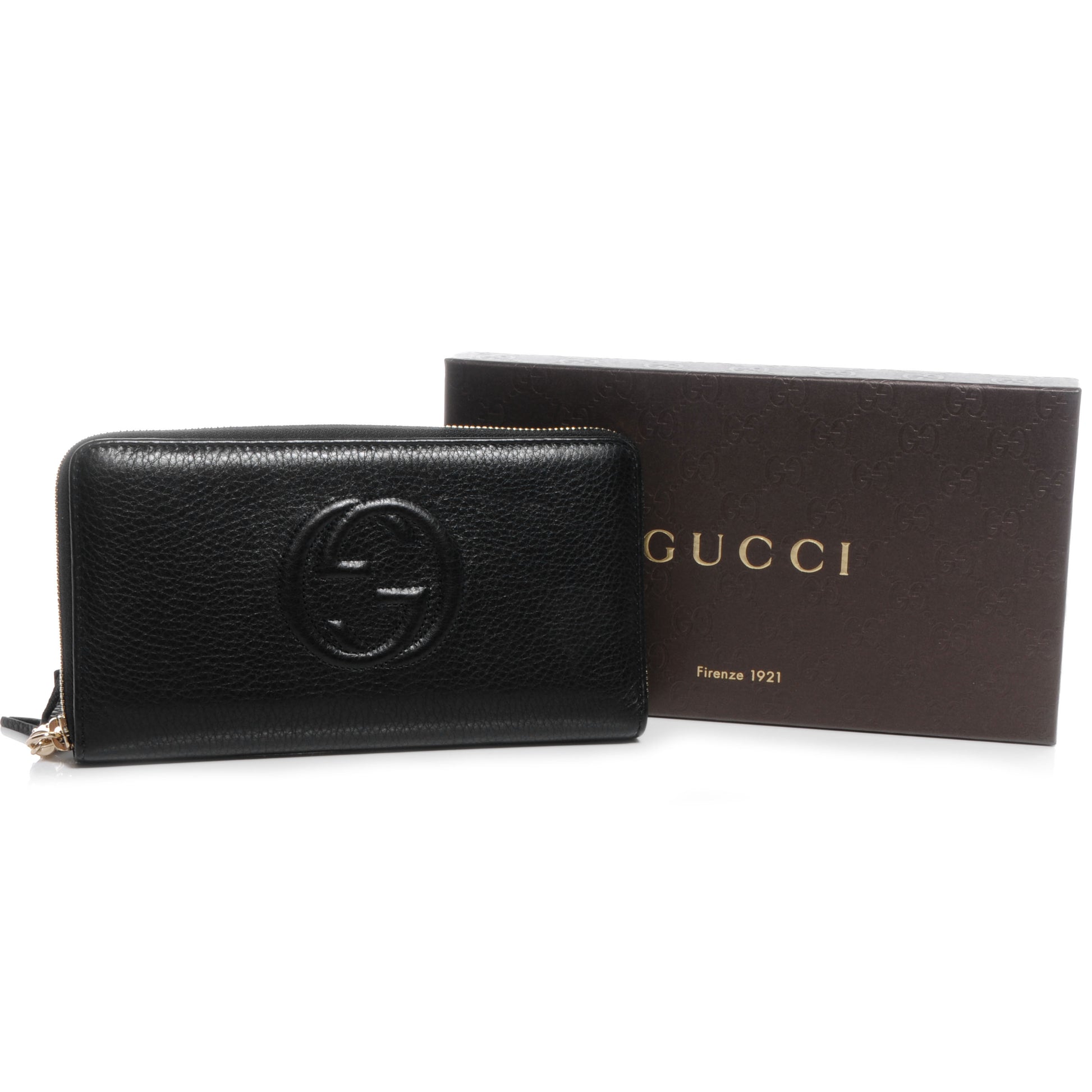 Gucci Pebbled Calfskin Soho Zip Around Wallet Black 5 of 8