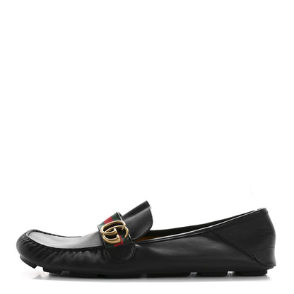 Gucci Velvety Calfskin Web Mens Noel Driver Loafers 12.5 Blue 1 of 12