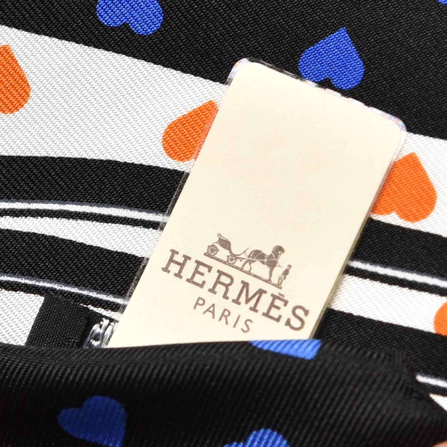 Silk Brides De Gala Love Pocket Square Black White Orange