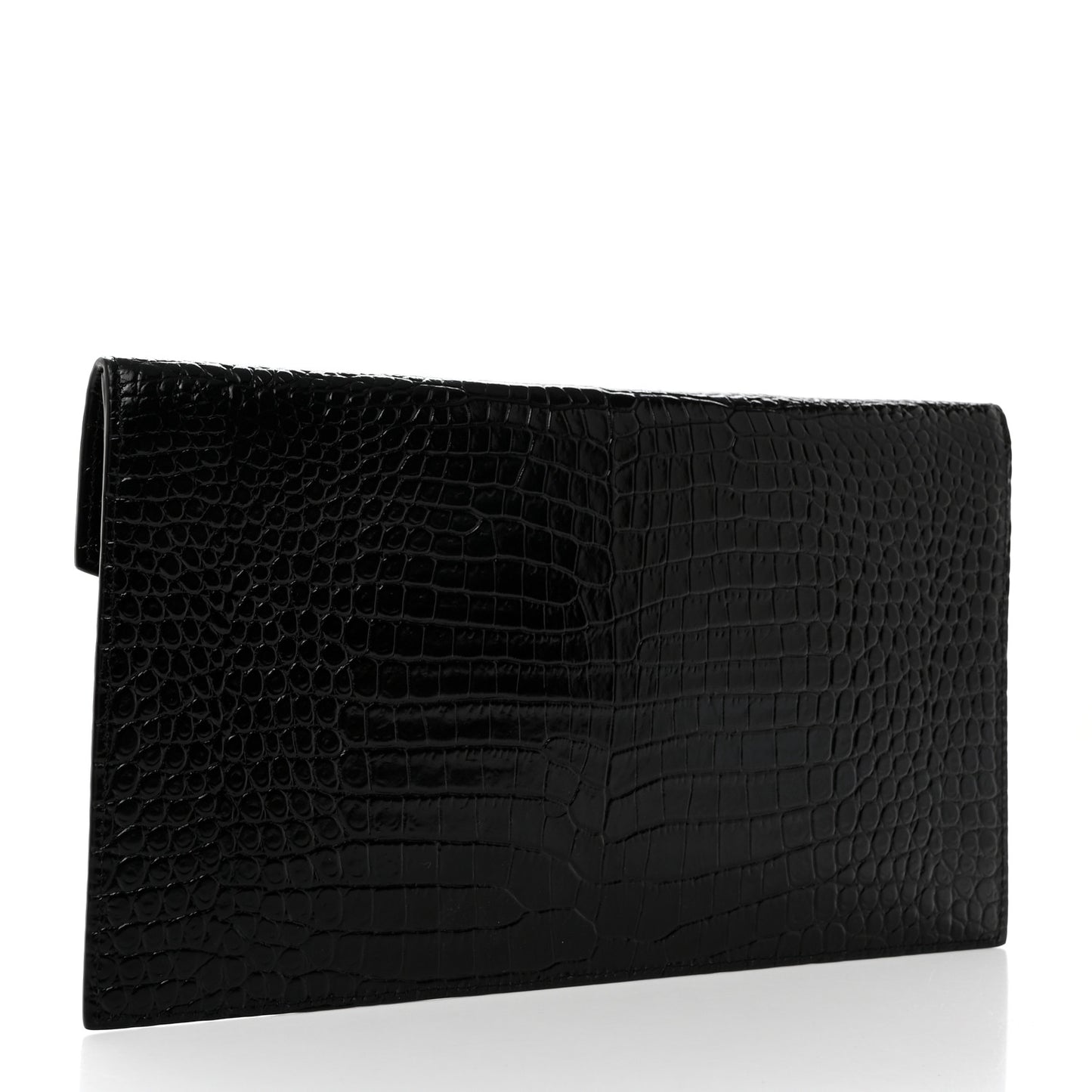 Calfskin Crocodile Embossed Uptown Monogram Pouch Black