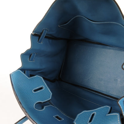 Hermes Taurillon Clemence Birkin 35 Blue Jean 21 of 33