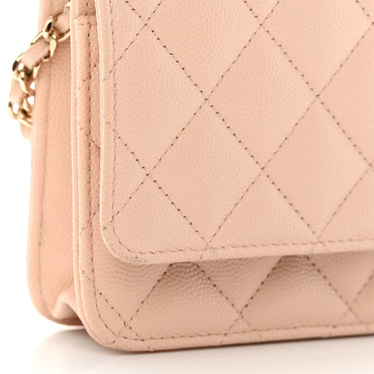 Chanel Caviar Quilted Wallet on Chain WOC Light Beige 14 of 15