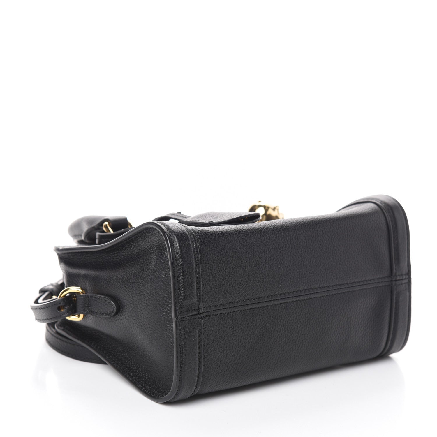 Alexander McQueen Pebbled Calfskin Mini Skull Padlock Zip Around Tote Black 4 of 9