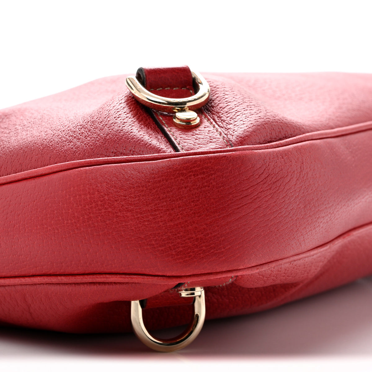 Calfskin Abbey D Ring Hobo Red