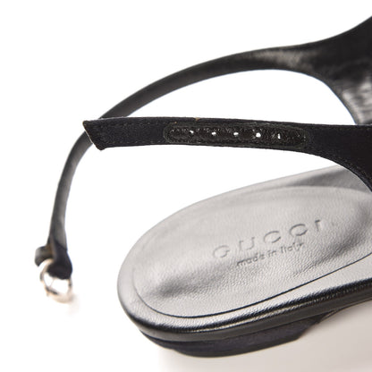 Gucci Lambskin Crystal Lady Bit Thong Sandals 39.5 Black 10 of 10