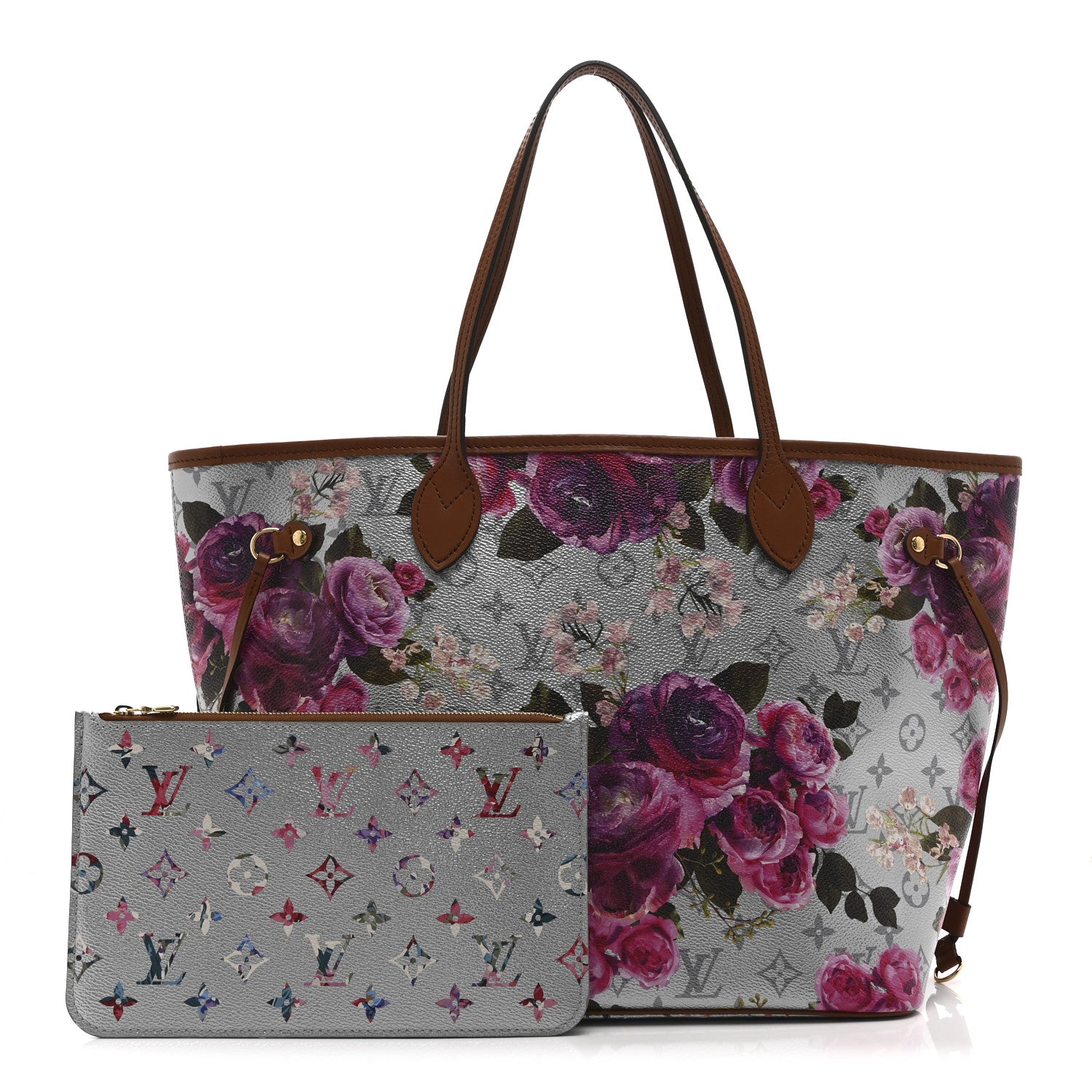 Louis Vuitton Metallic Monogram LV Garden Neverfull MM  Silver 3 of 10