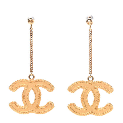 Chanel CC Drop Earrings Matte Gold 1 of 6