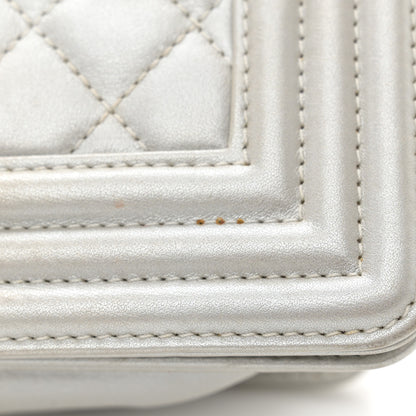 Chanel Metallic Lambskin Quilted Small Boy Flap Silver 13 of 13