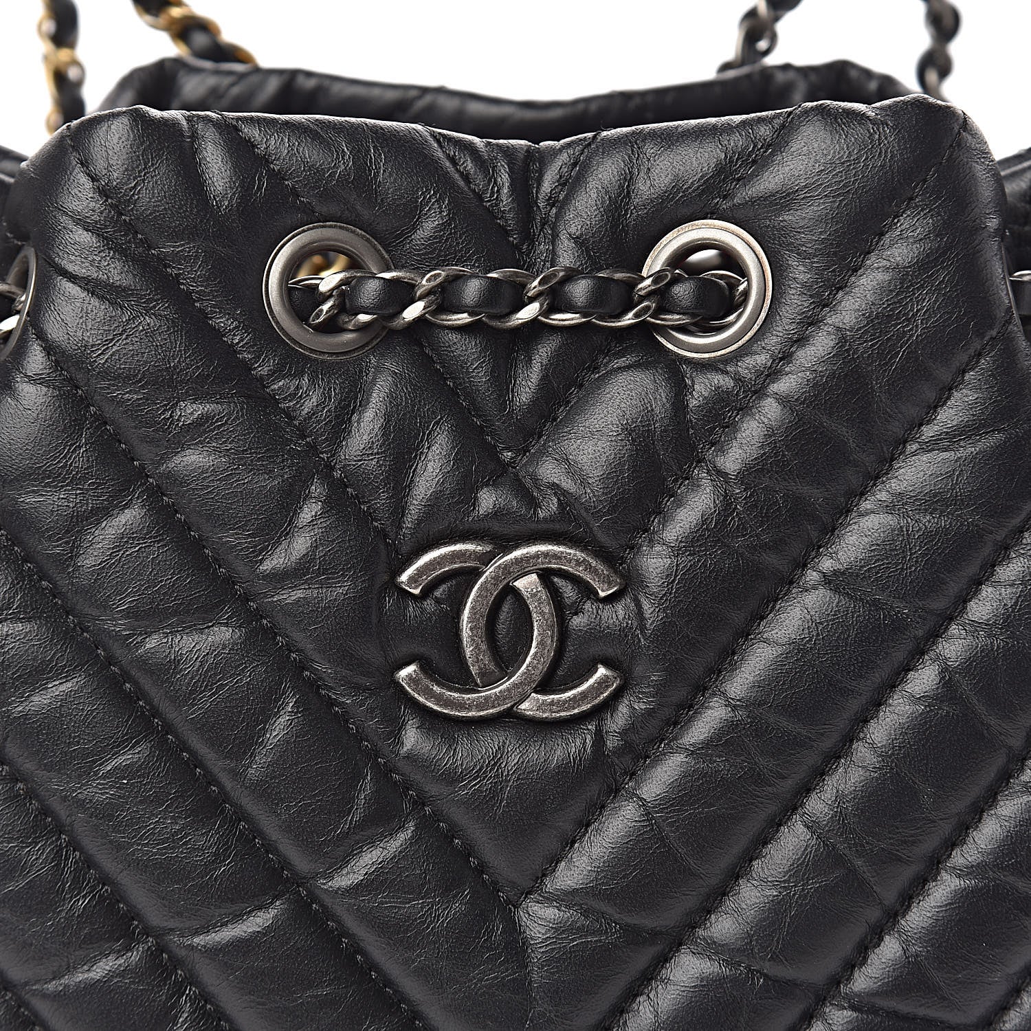 Chanel Aged Calfskin Chevron Quilted Small Gabrielle Backpack Black 10 of 11