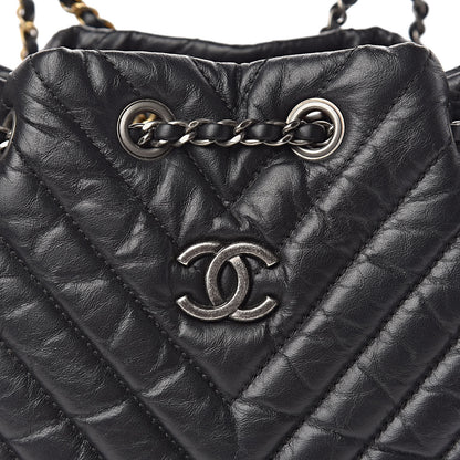 Chanel Aged Calfskin Chevron Quilted Small Gabrielle Backpack Black 10 of 11
